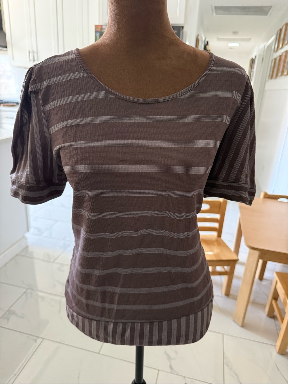 Sequoia Mauve & Light Stripe Short-Sleeve Scoop Top